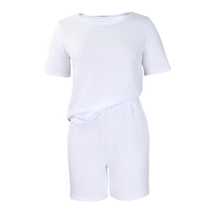 Damen lässiger Kurzoverall mit Struktur und elastischem Bund Stalluxe