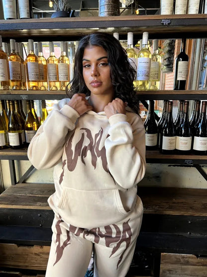 Damen Sportliches Hoodie- und Jogginghose-Set mit einzigartigem Grafikdruck Stalluxe
