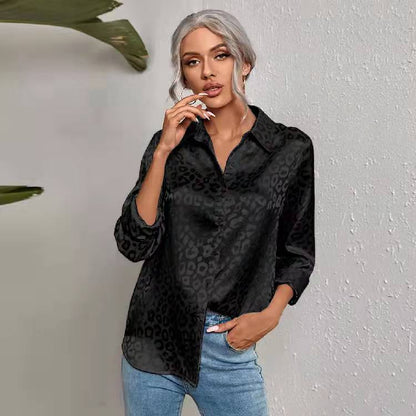 Damen elegante Hemdbluse mit modischem Leopardenmuster Stalluxe