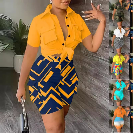 Damen Freizeit Set mit modischem Hemd und stylischen Shorts Stalluxe