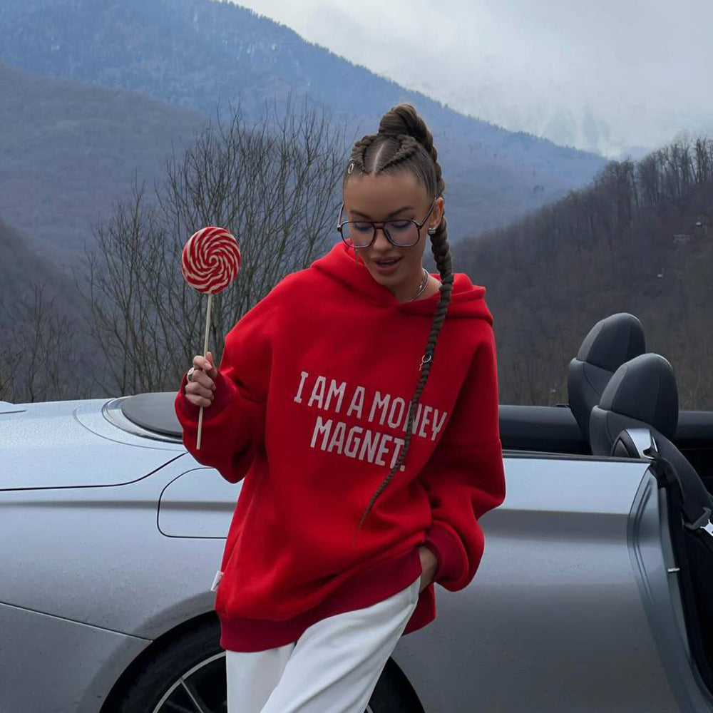 Damen Kapuzenpullover mit auffälligem Schriftzug und lockerer Passform Stalluxe