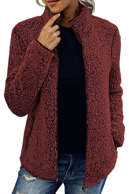 Damen Kuschelige Fleecejacke mit Stehkragen und Seitentaschen Stalluxe
