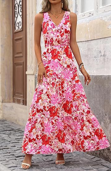 Damen Maxikleid mit floralen Applikationen und schmalen Trägern Stalluxe