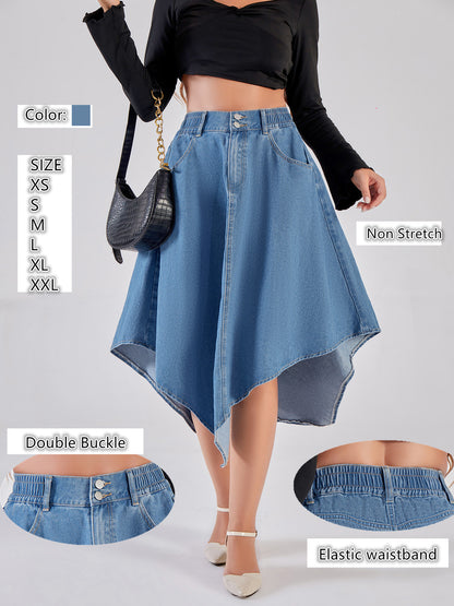 Damen asymmetrischer Denim-Rock mit attraktivem Saumdesign Stalluxe