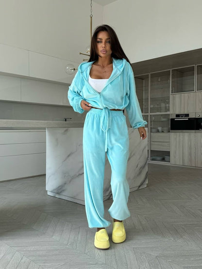 Damen bequemer Fleece-Jogginganzug mit modischem Schnitt und elastischem Bund Stalluxe