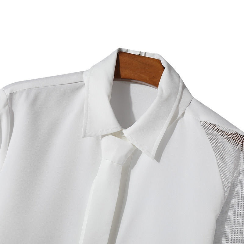 Damen Langarm Bluse mit transparenten Netzdetails Stalluxe