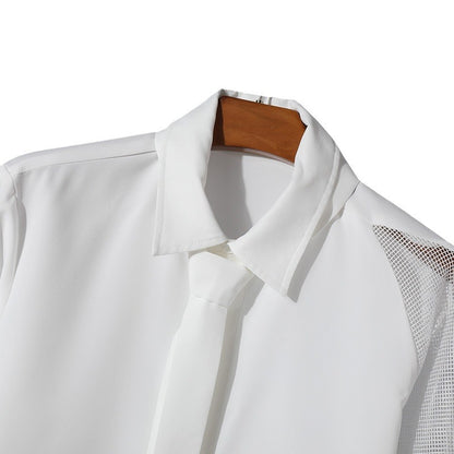 Damen Langarm Bluse mit transparenten Netzdetails Stalluxe