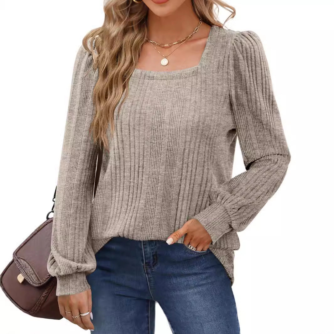Women's Ribbed Puff Sleeve Sweater Stalluxe