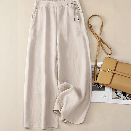 Damen luftige und bequeme Sommerpalazzo-Hosen mit elastischem Bund Stalluxe