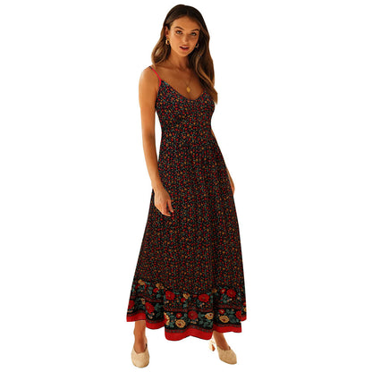 Damen Maxikleid mit floralen Mustern und verstellbaren Spaghettiträgern Stalluxe
