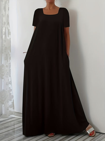 Damen Maxikleid mit weitem Schnitt und praktischen Taschen Stalluxe