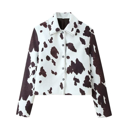 Damen Modische Kunstlederjacke im kreativen Fleckenmuster Stalluxe
