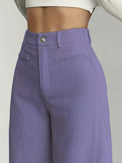Damen Weitgeschnittene Cordhose mit hohem Bund und Taschen Stalluxe