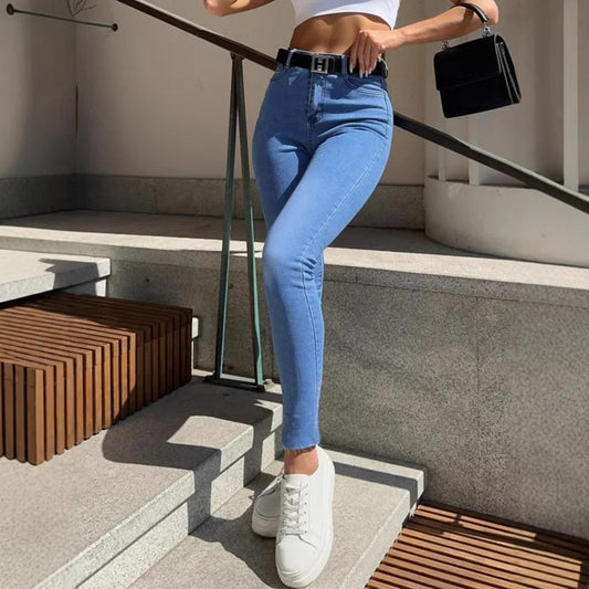 Damen Hochtaillierte Jeans im Skinny-Fit-Stil mit figurformendem Schnitt Stalluxe