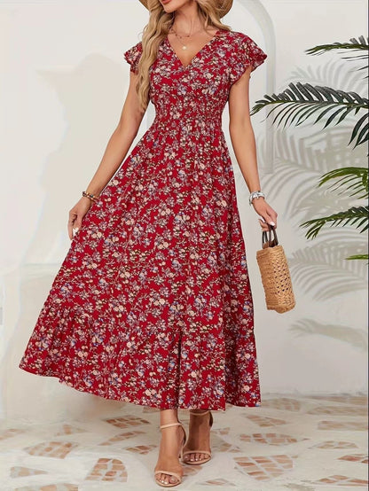 Damen Maxikleid mit floralem Muster Stalluxe
