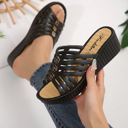 Damen Wedge-Sandalen mit geschichtetem Komfortsohle und modischem Riemendesign Stalluxe