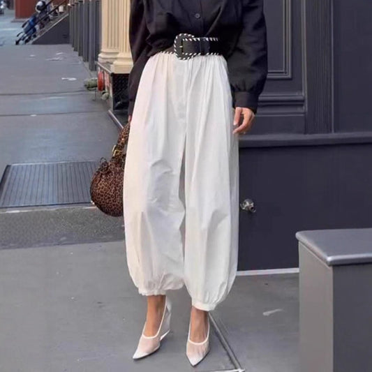 Damen elegante, lockere Pluderhose mit elastischem Bund und weitem Schnitt Stalluxe