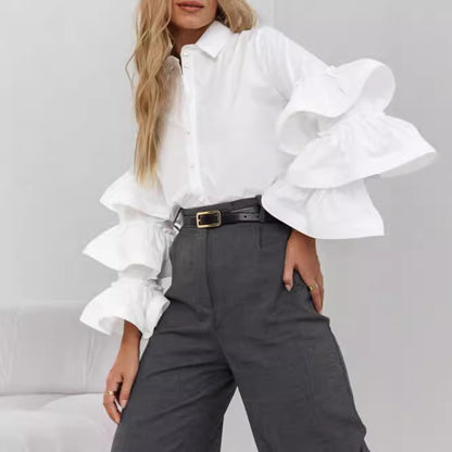 Damen Bluse mit Rüschendetails und strategischem Schnitt Stalluxe