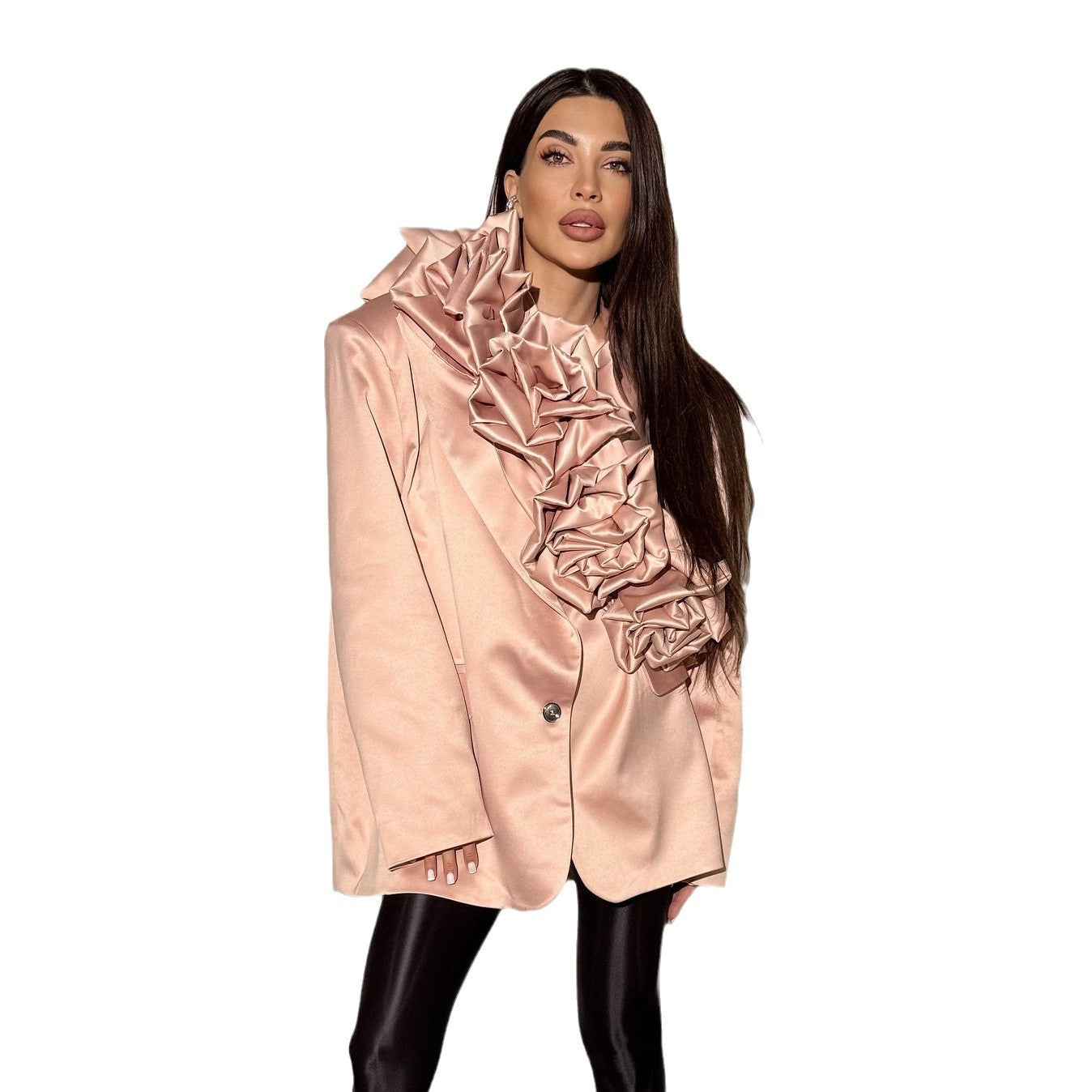 Damen Blazer mit voluminösen Rüschendetails und elegantem Kragen Stalluxe