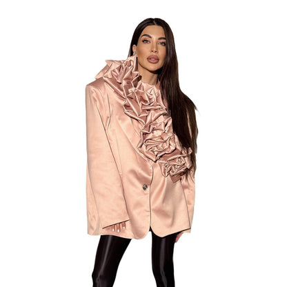 Damen Blazer mit voluminösen Rüschendetails und elegantem Kragen Stalluxe