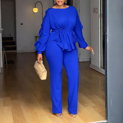 Damen Elegant geschnittenes Jumpsuit mit Rüschendetails und tailliertem Schnitt Stalluxe