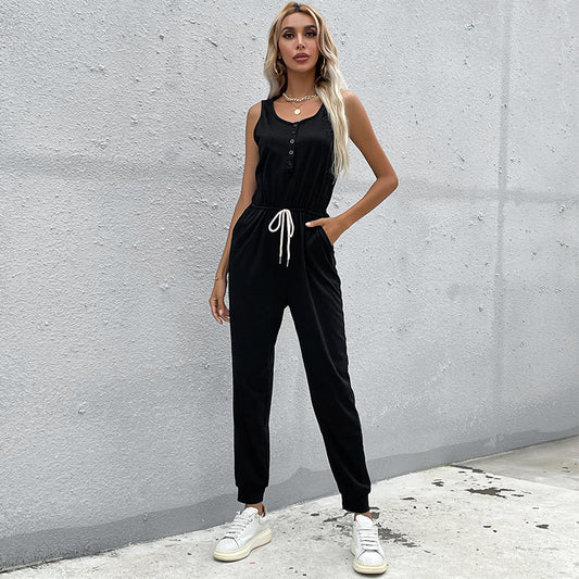 Damen Jumpsuit mit elastischem Taillenbund und praktischen Taschen Stalluxe