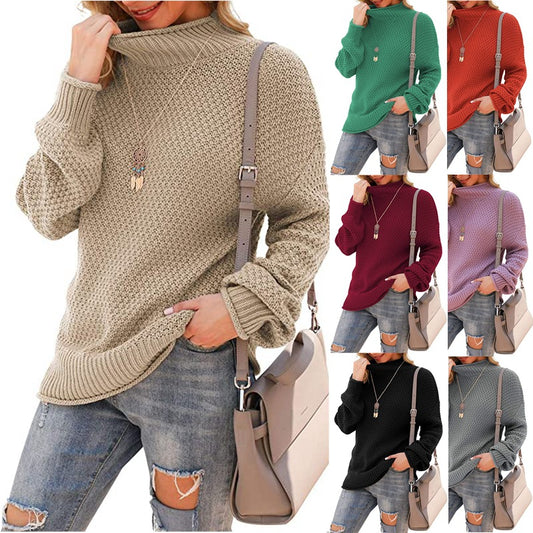 Damen Pullover mit hohem Kragen und strukturiertem Strickmuster Stalluxe