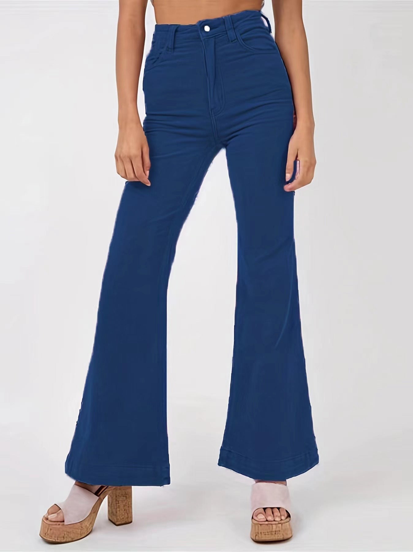 Damen weite High-Waist Flared Jeans Stalluxe