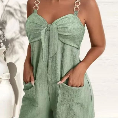 Damen Modischer Jumpsuit mit Knoten und praktischen Taschen Stalluxe