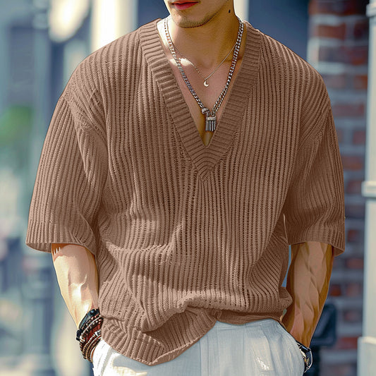 Damen V-Ausschnitt Oversize-Shirt aus strukturiertem Baumwollmaterial Stalluxe