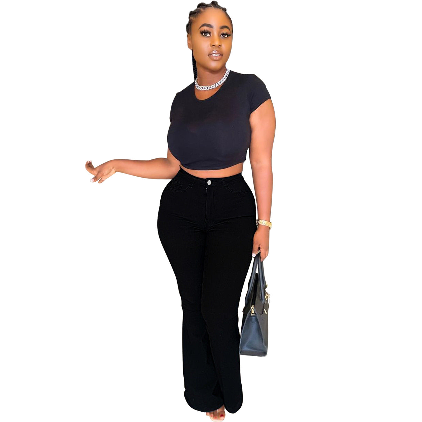 Damen Bootcut Jeans mit hohem Bund und eleganten Taschen Stalluxe