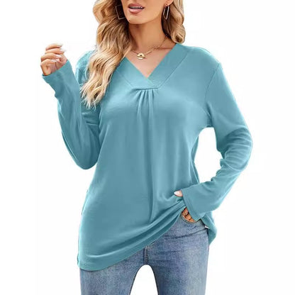 Damen V-Ausschnitt Langarmshirt mit asymmetrischem Schnitt Stalluxe