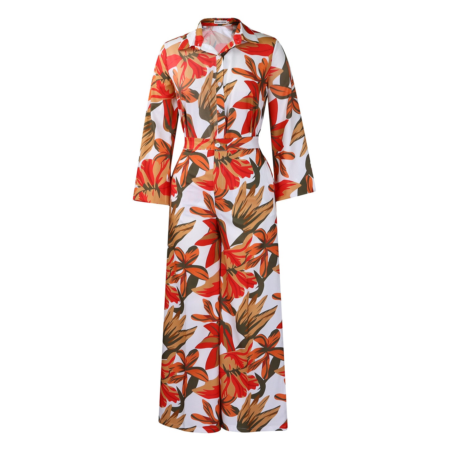 Damen Blumenmuster Jumpsuit mit eleganter Schnittführung und langen Ärmeln Stalluxe