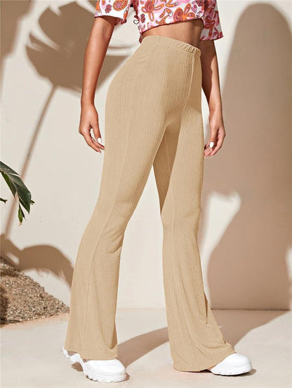 Damen Flared-Hose mit geripptem Design und hohem Bund Stalluxe