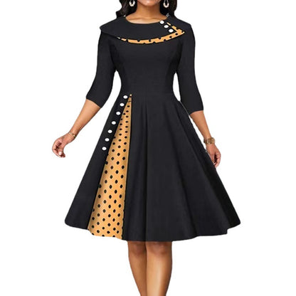 Damen Vintage Elegantes Kleid mit einzigartigem Polka-Dot-Design und ausgestelltem Rock Stalluxe
