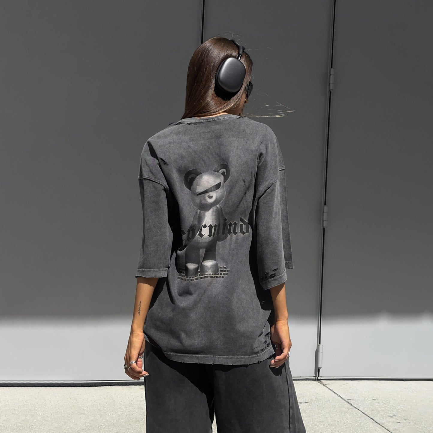 Damen Oversized T-Shirt mit kreativen Grafiken und lässigem Schnitt Stalluxe Dunkelgrau