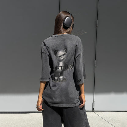 Damen Oversized T-Shirt mit kreativen Grafiken und lässigem Schnitt Stalluxe Dunkelgrau