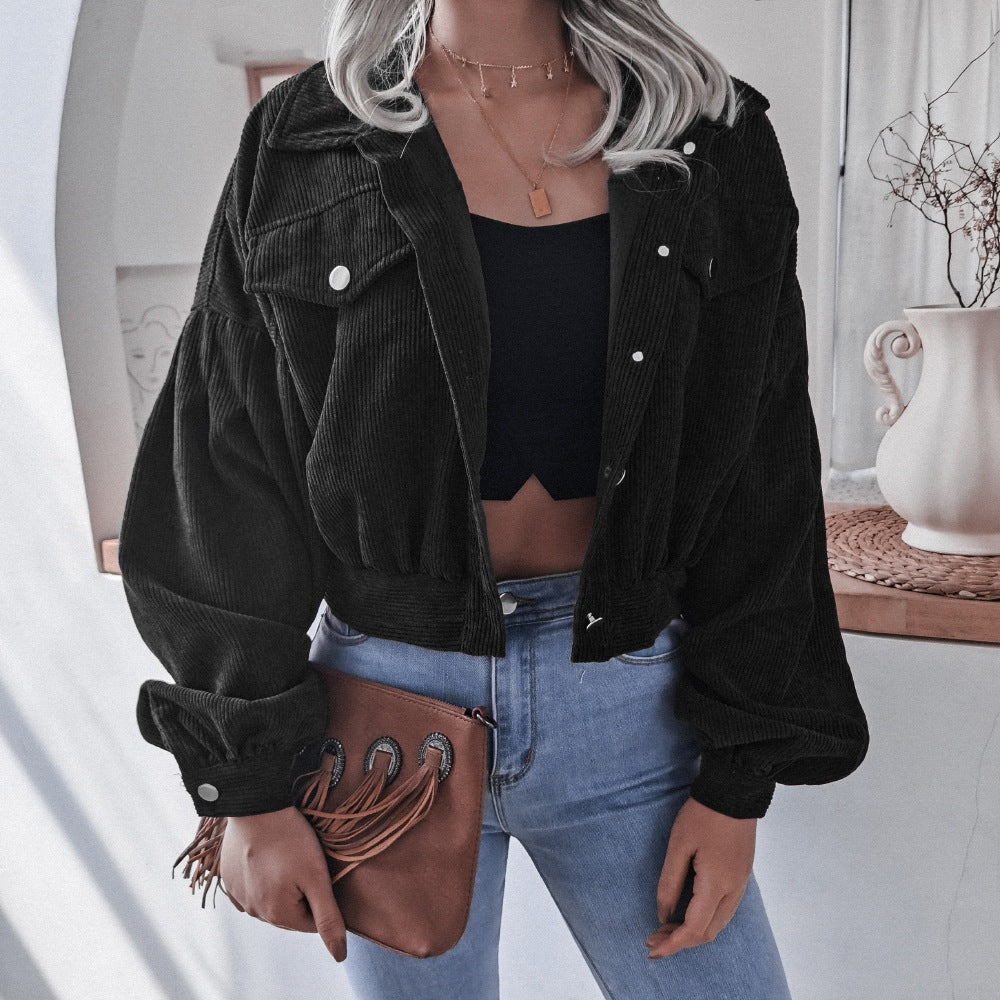 Damen Cordjacke mit lässigem Schnitt und modischen Knopfdetails Stalluxe