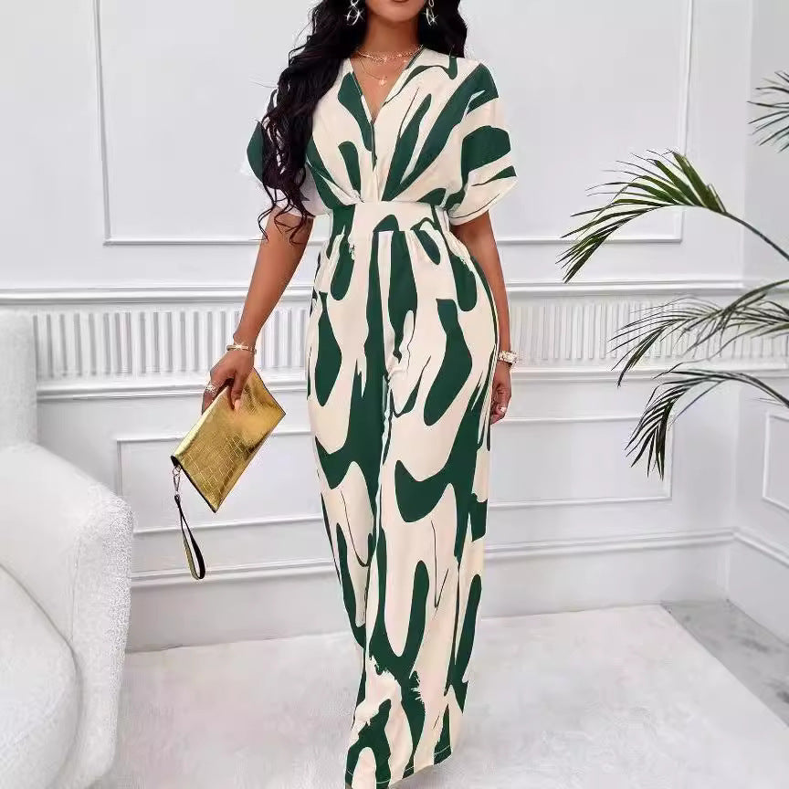 Damen Eleganter Cut-Out Jumpsuit mit modernem Muster Stalluxe