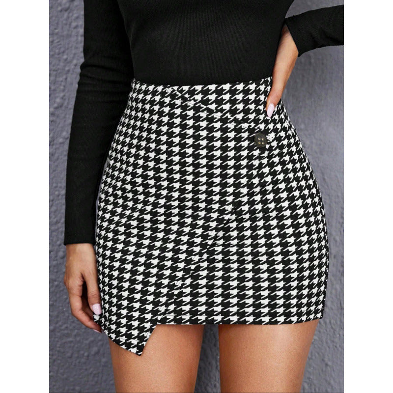 Damen Minirock mit asymmetrischem Schnitt und Knöpfen Stalluxe