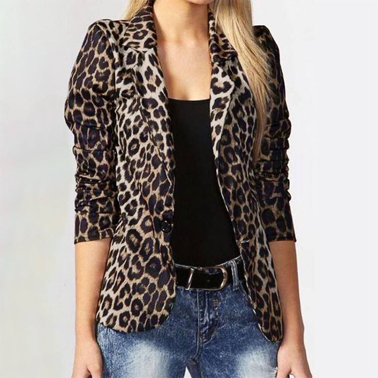 Damen Modischer Blazer im Leopardenmuster mit eleganten Details Stalluxe
