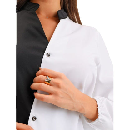 Damen Modische Bluse mit asymmetrischem Design und Knopfdetail Stalluxe