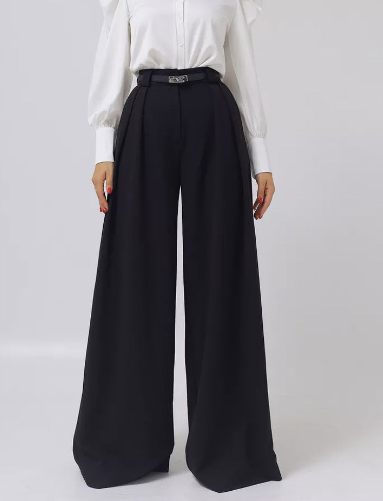 Damen weite Palazzohose mit hohem Bund und eleganter Taillierung Stalluxe