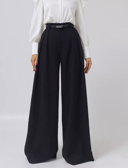 Damen weite Palazzohose mit hohem Bund und eleganter Taillierung Stalluxe