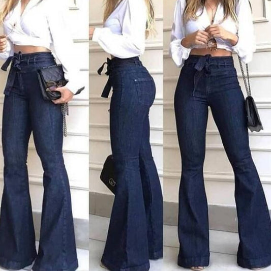 Damen Schlagjeans mit hoch tailliertem Bund Stalluxe