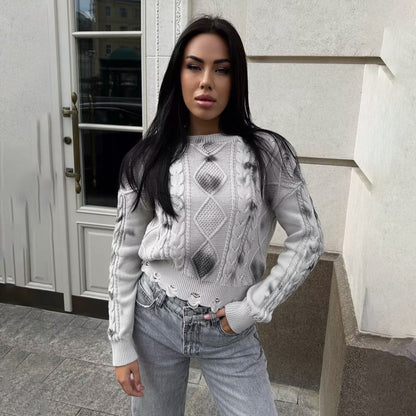Damen Strickpullover mit strukturiertem Zopfmuster und lässigem Schnitt Stalluxe