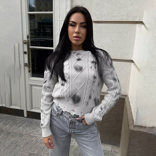 Damen Strickpullover mit strukturiertem Zopfmuster und lässigem Schnitt Stalluxe