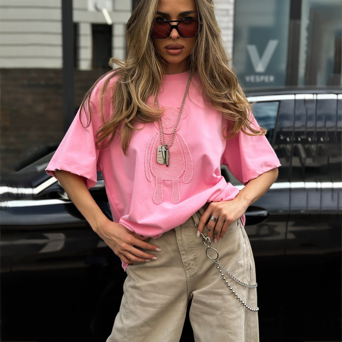 Damen Oversized T-Shirt mit kreativem Bärenmotiv Stalluxe