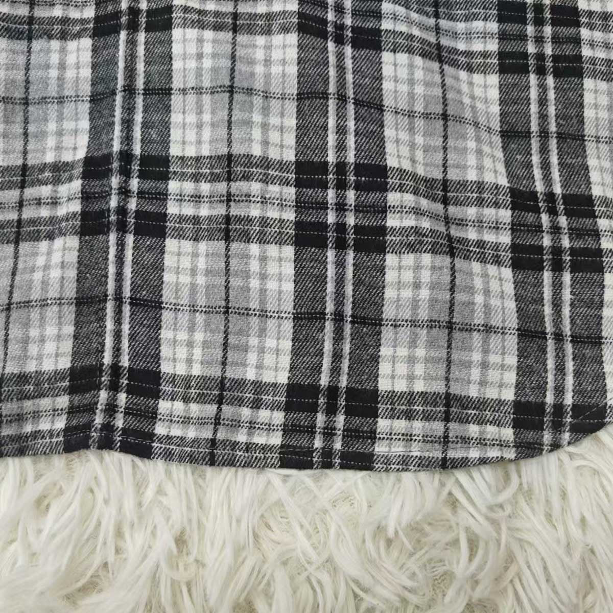 Damen lässige Flanellhemdjacke mit Kapuze und Karomuster Stalluxe