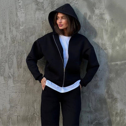 Damen sportlicher Fleece-Jumpsuit mit hohem Kragen und durchgehendem Reißverschluss Stalluxe